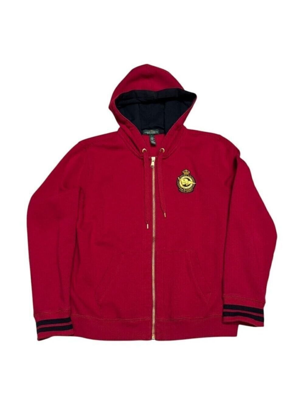 LAUREN RALPH LAUREN Hoodie Designer Casual Full Zip Red Sweatshirt Mens Large